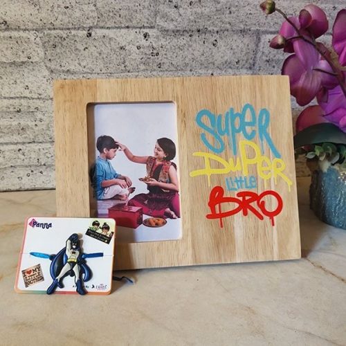 Little Bro Rakhi with Wooden Frame