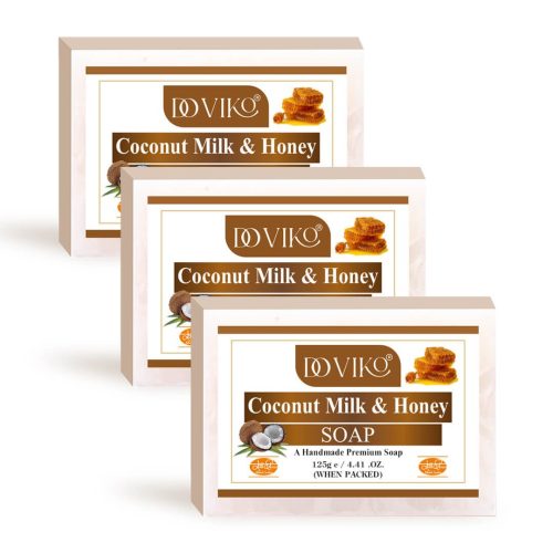 Doviko Pure Coconut Milk & Honey Soap – Pack of 3 (375gm)